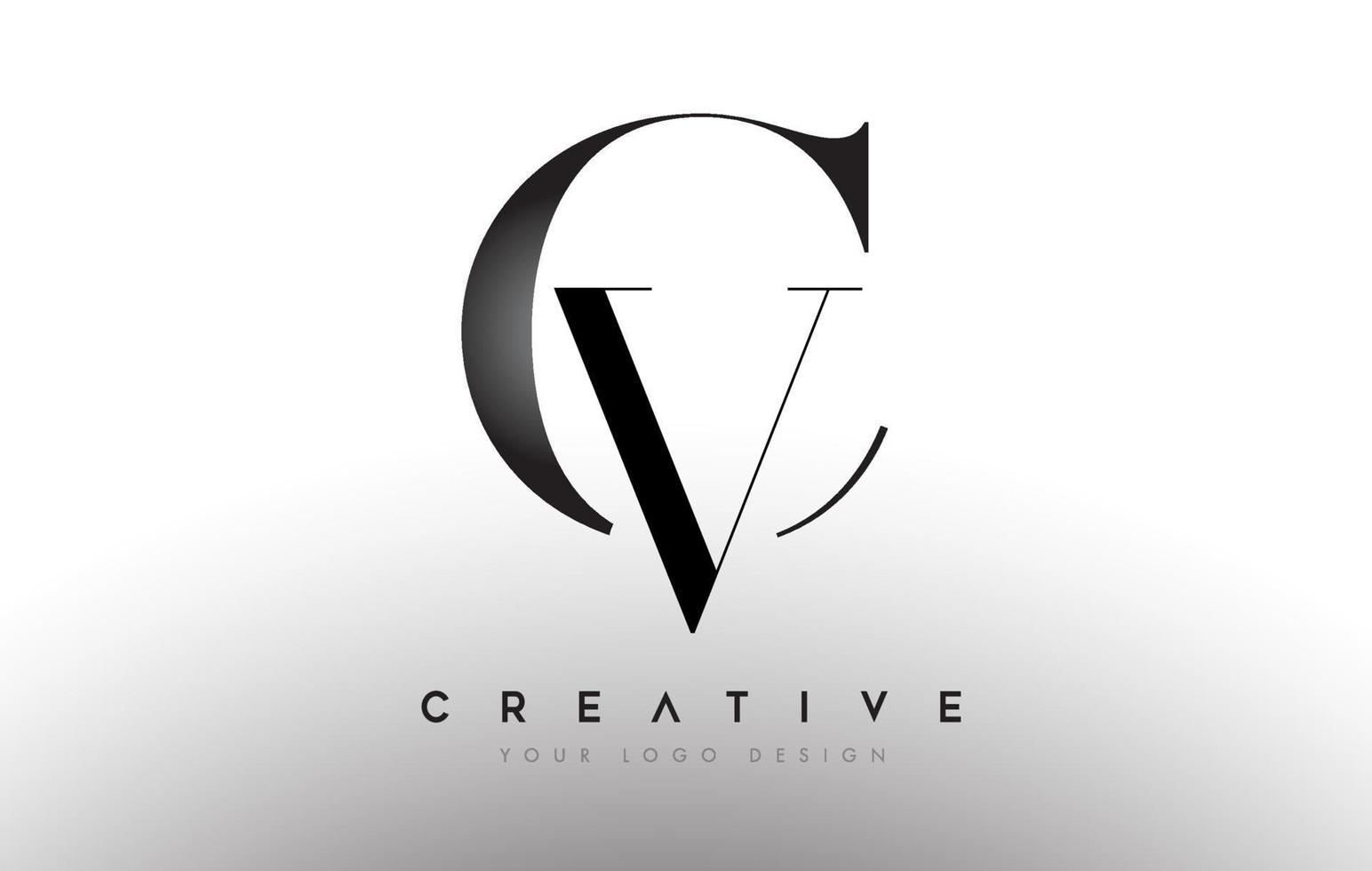 cv cv carta diseño logo logotipo icono concepto con fuente serif y estilo clásico y elegante look vector