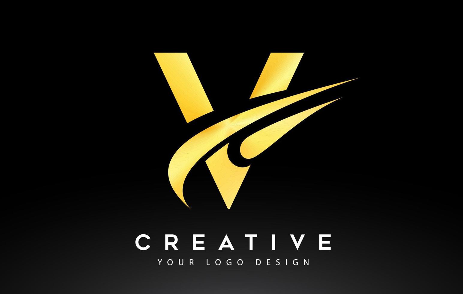 Diseño de logotipo de letra v creativo con vector icono swoosh.