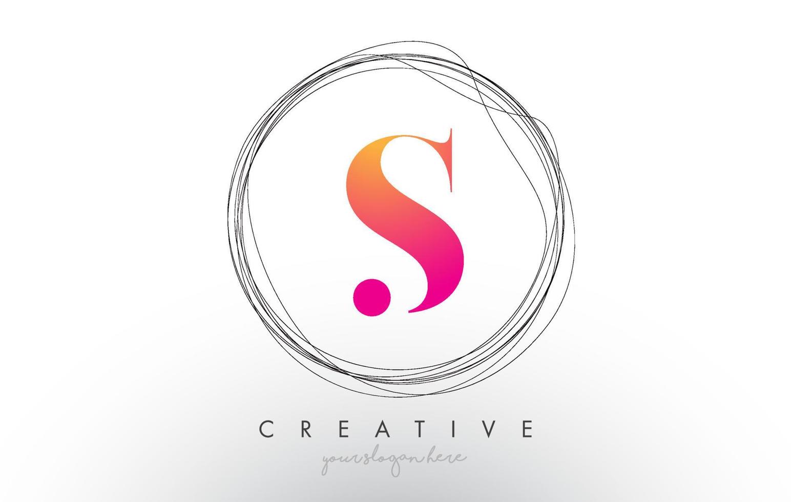 Artistic S Letter Logo Design With Creative Circular Wire Frame around it vector