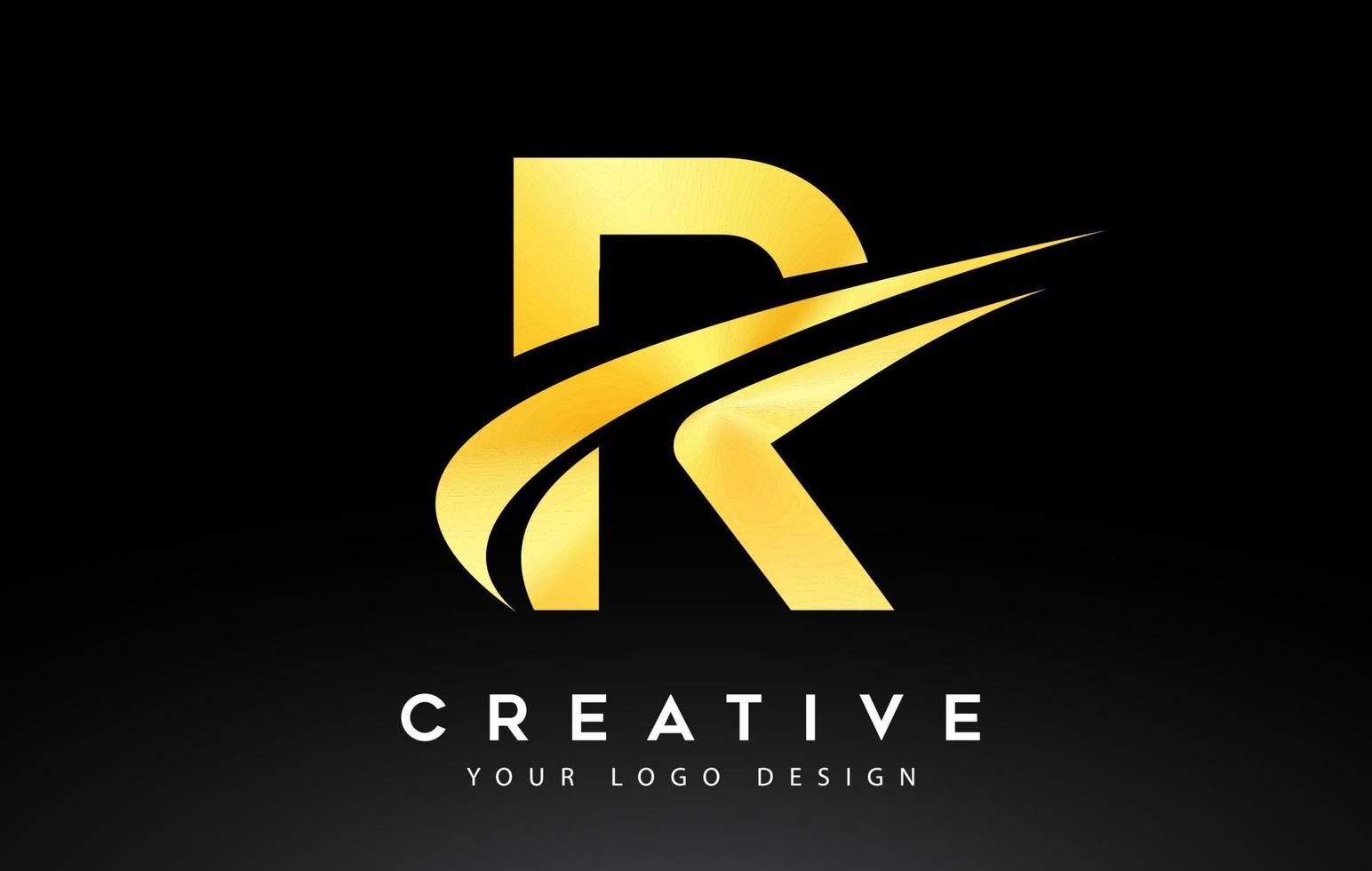 Creative R Letter Logo Design with Swoosh Icon Vector. vector