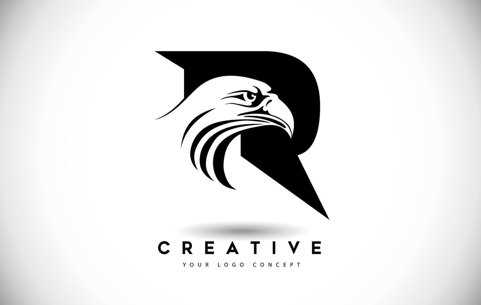 Logotipo de letra r águila con ilustración de vector de cabeza de águila creativa.