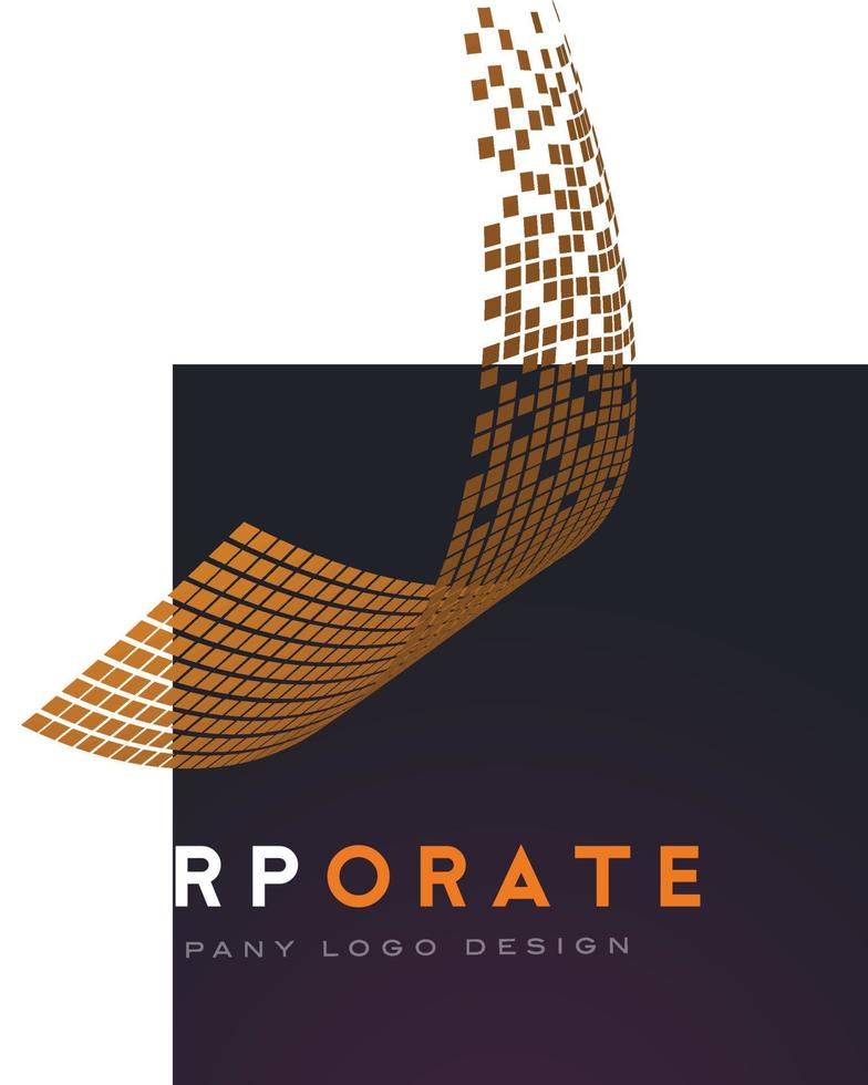 logotipo abstracto corporativo con cuadrados dorados rotos vector