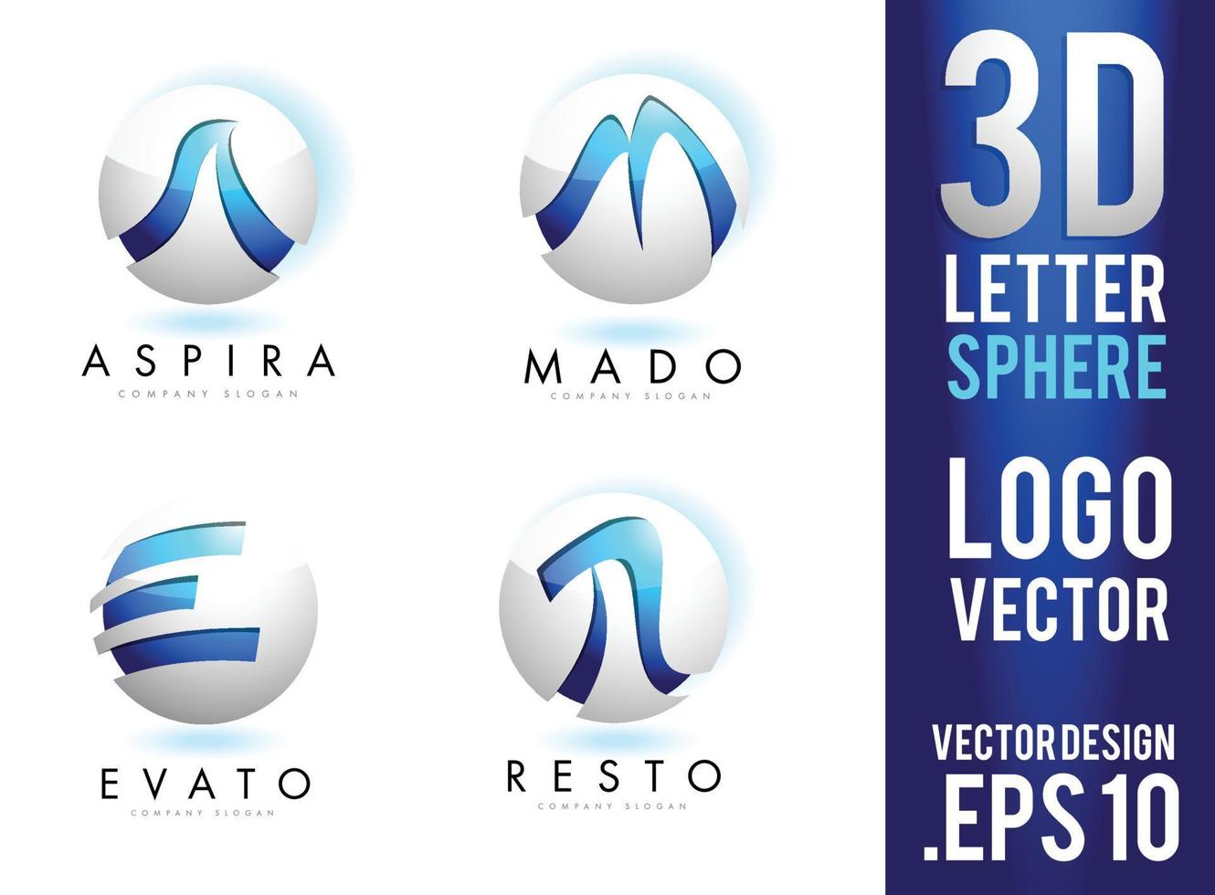 Vector de diseño de logotipo de esfera de letra 3d