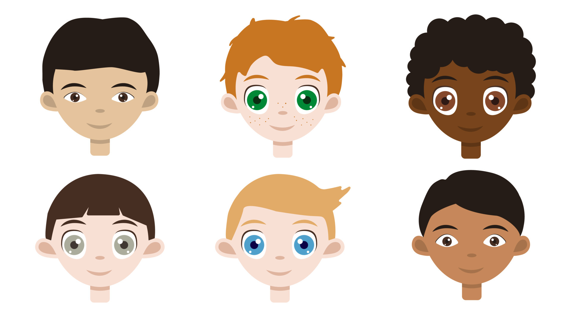 Cute asian boy, nice irish red hair, adorable african toddler, closeup  american son, blond scandinavian little man and indian baby. Set of  national kids portraits with smiling faces. 4826963 Vector Art at