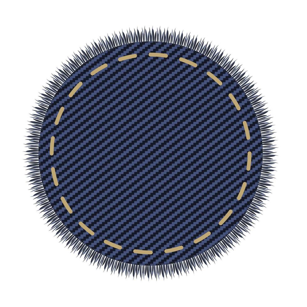 parche de mezclilla circular con puntada. bordado sobre tela de jeans. etiqueta o etiqueta con forma de tor vector