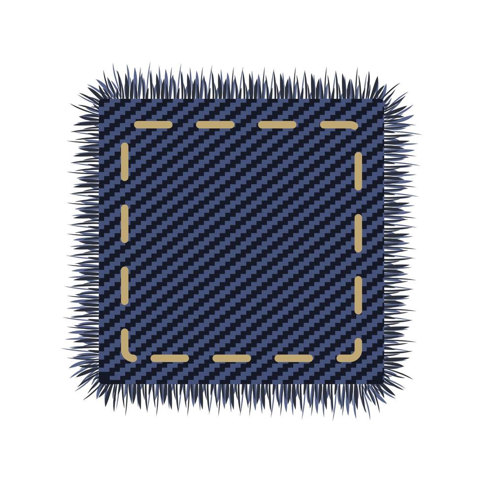 Jeans square tag for design. Jeans patch canvas for label with realistic fabric texture. vector