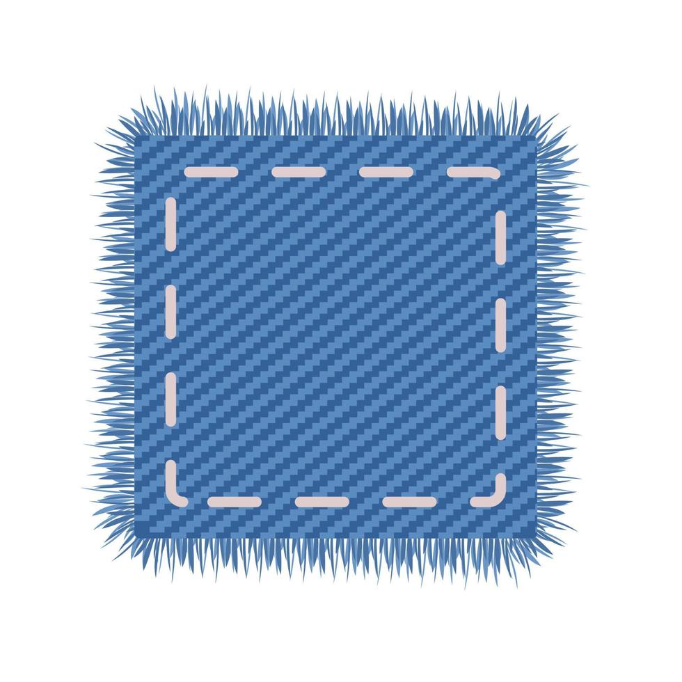 Square patchwork on a jeans canvas. Light blue denim geometric shape for sale label. vector