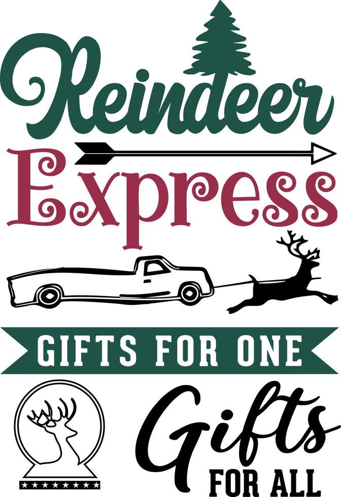 Reindeer express mail. north pole christmas design. santa sack vector