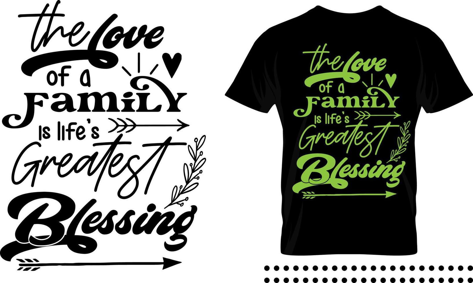 Family love quote typography print design. The love of a family is life's greatest blessing vector quote