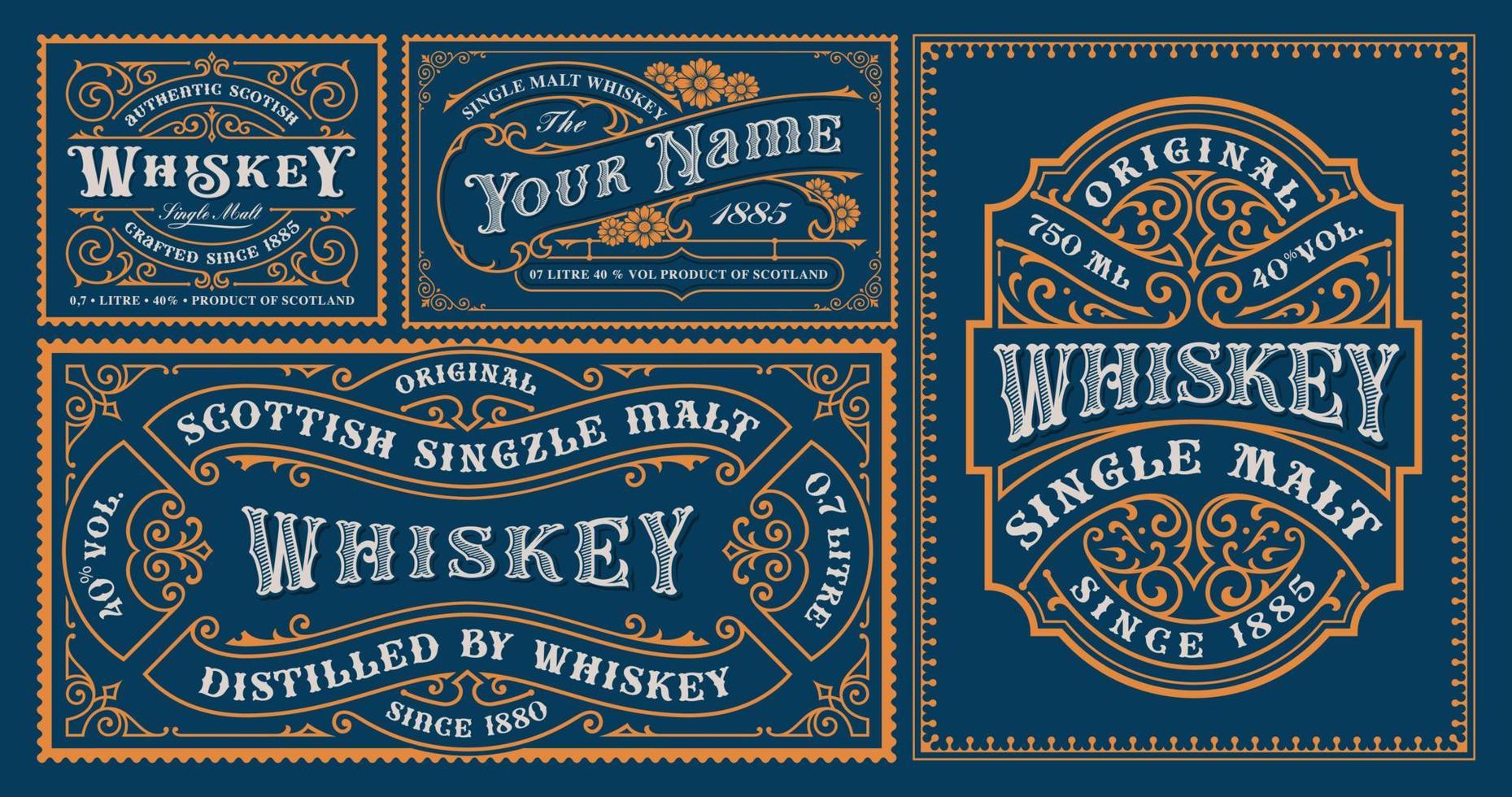 A set of vintage alcohol label templates vector
