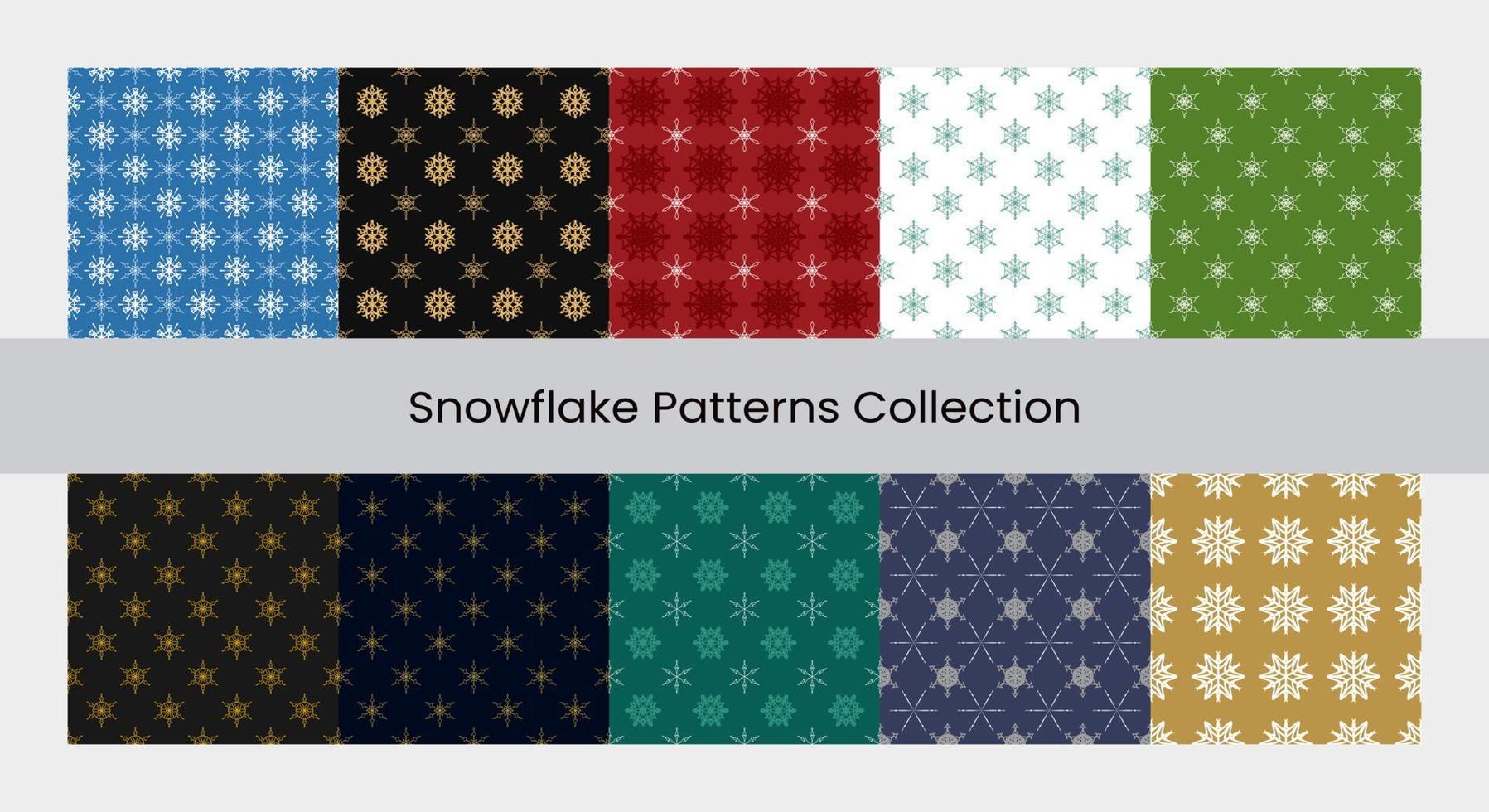 Set of snowflakes seamless pattern for christmas banner, wrapping, wallpaper, fabric, scrapbook vector