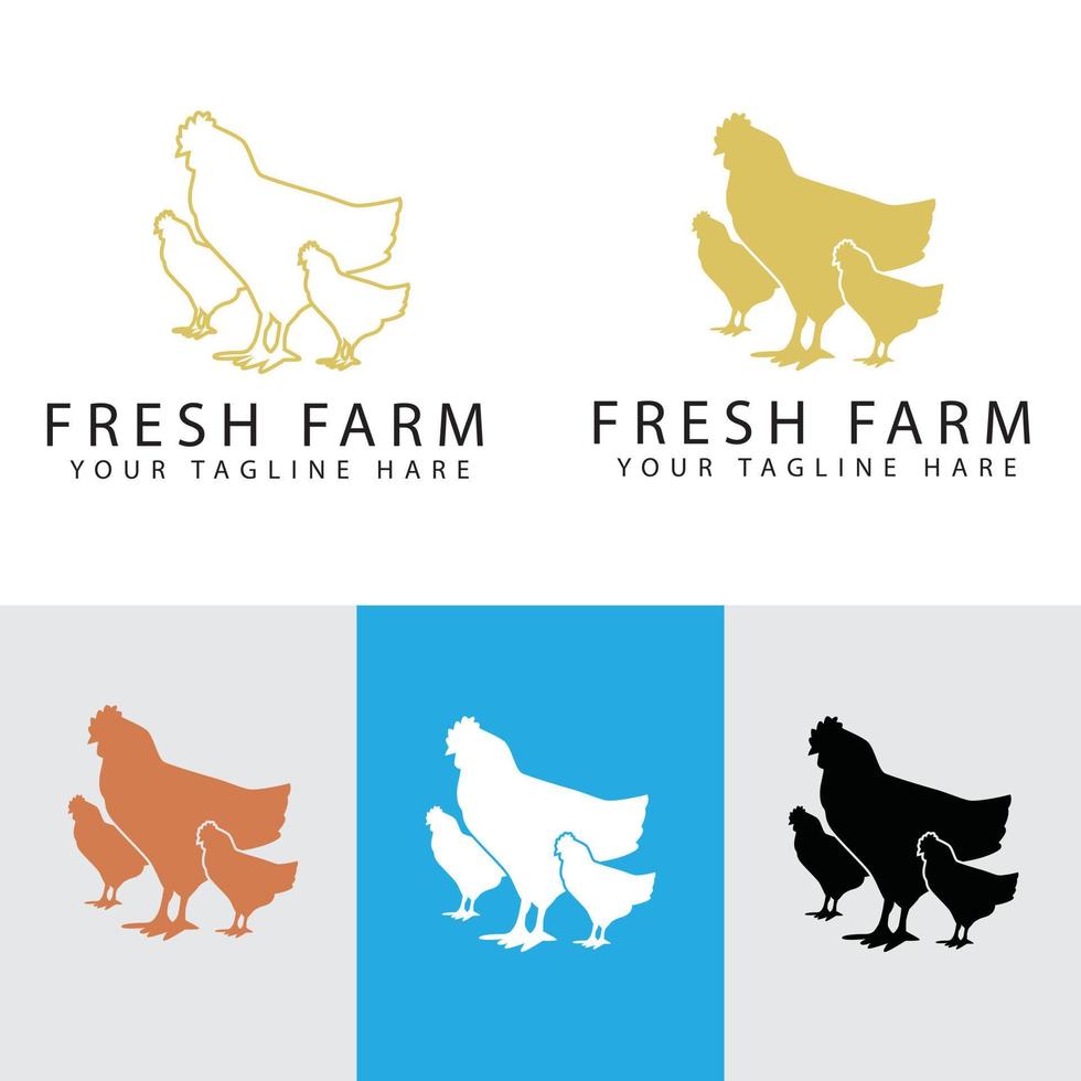 Plantilla abstracta del ejemplo del diseño del icono del logotipo de la granja de pollo. vector