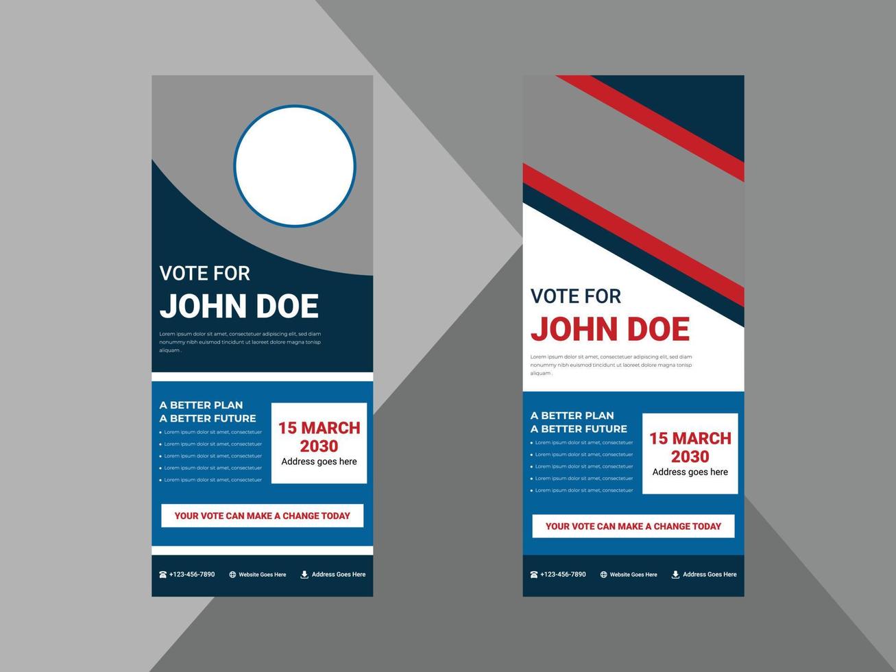 election roll up banner design template. vote now election poster leaflet design. cover, roll up banner, poster, print-ready vector