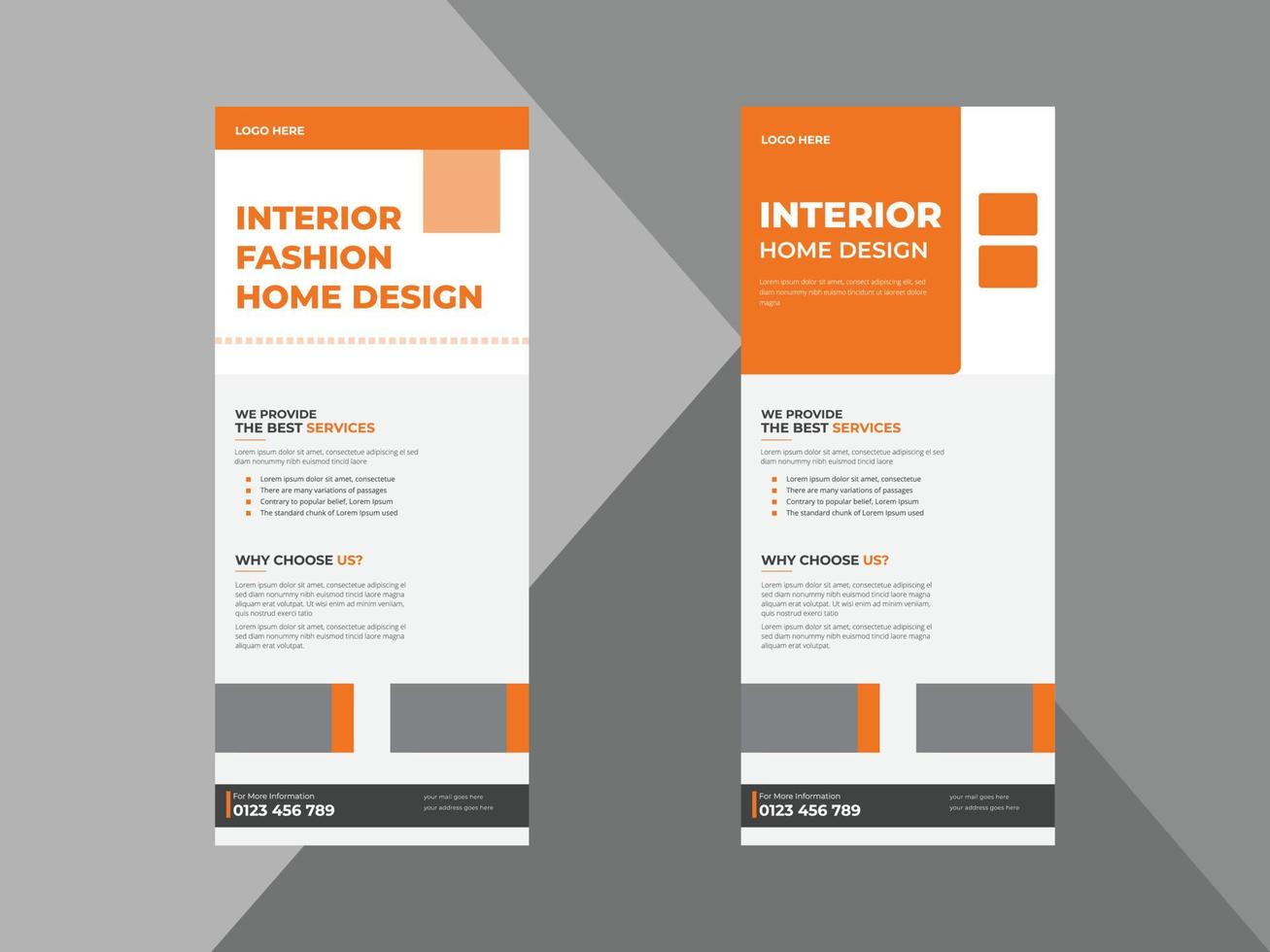 interior roll up banner design template. real estate interior poster leaflet design. cover, roll up banner, poster, print-ready vector