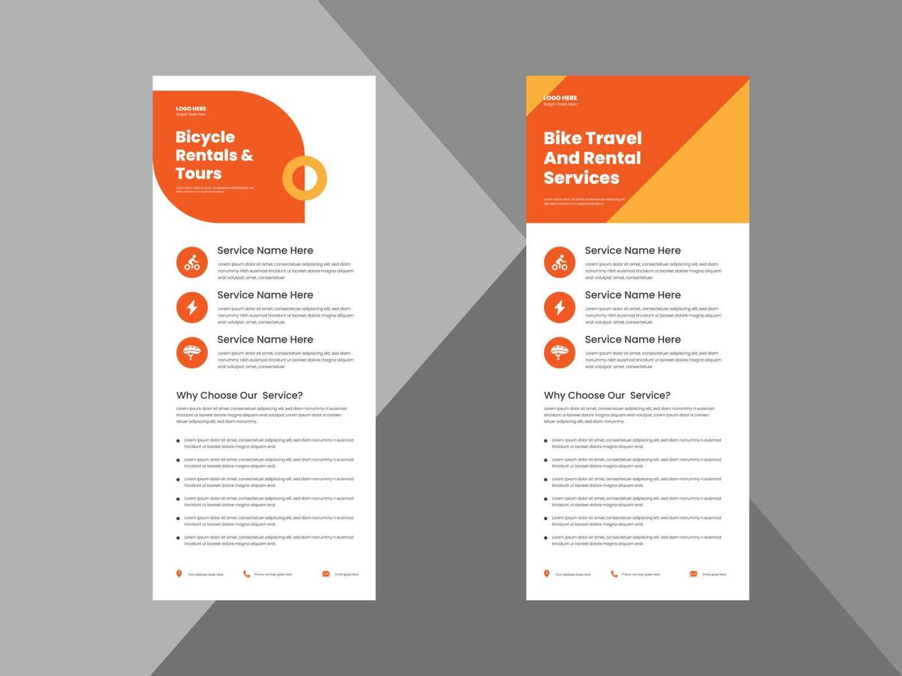 bicycle tour roll up banner design template. bicycle rental service poster leaflet design. cover, roll up banner, poster, print-ready vector