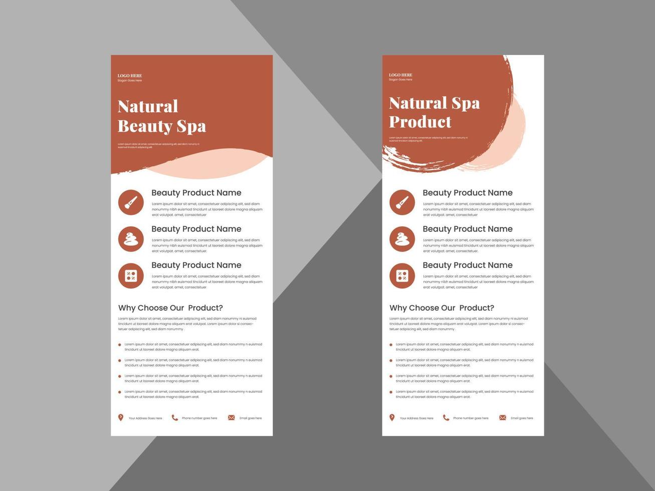 natural beauty product roll up banner design template. beauty spa product poster leaflet design. cover, roll up banner, poster, print-ready vector