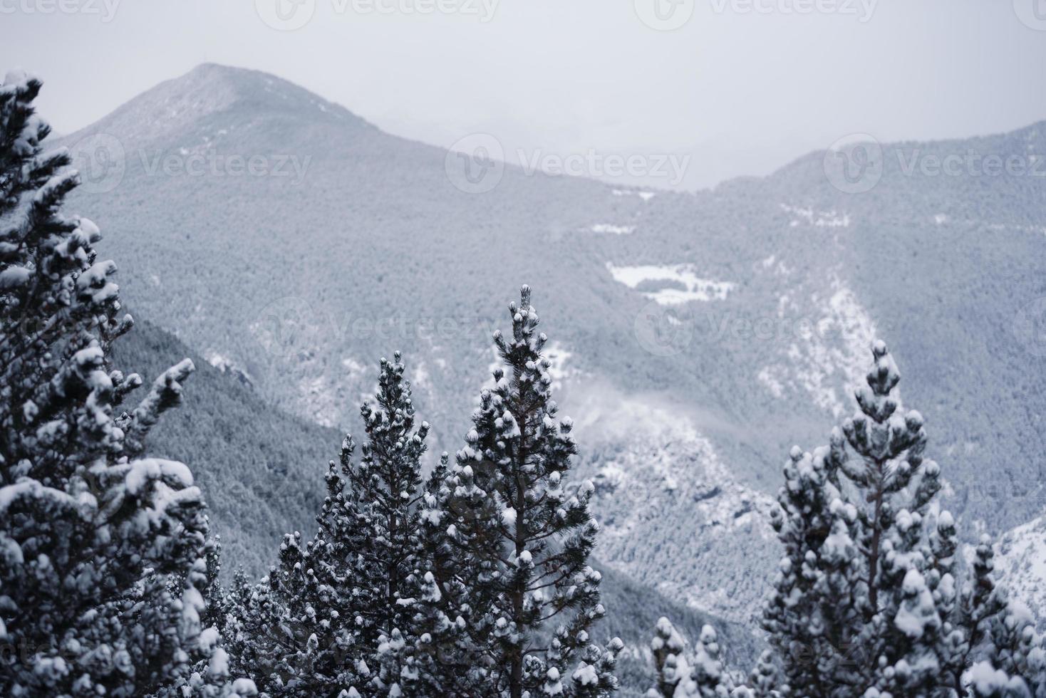 Snowy mountains in winter in the Pyrenees photo