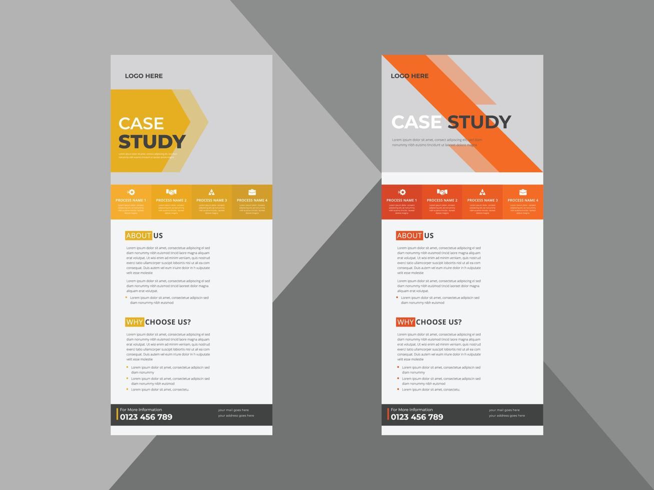 case study roll up banner design template. case study cover poster leaflet design. cover, roll up banner, poster, print-ready vector