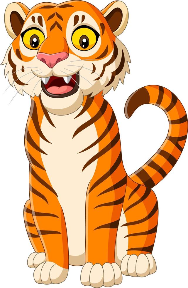 tigre sonriente de dibujos animados vector