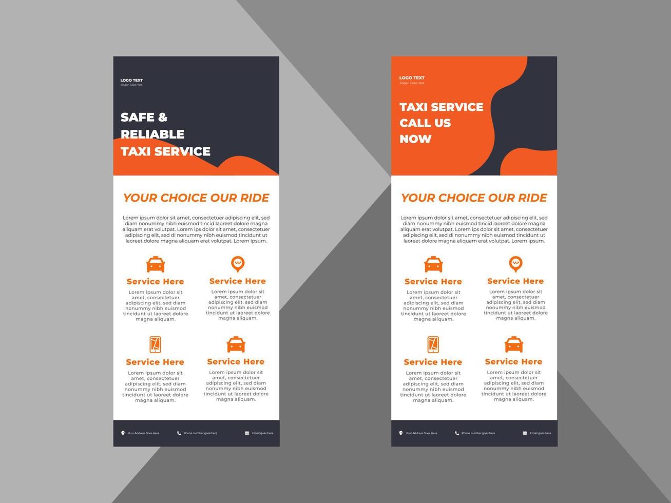 taxi service roll up banner design template. taxi cab poster leaflet design template. cover, roll up banner, poster, print-ready vector