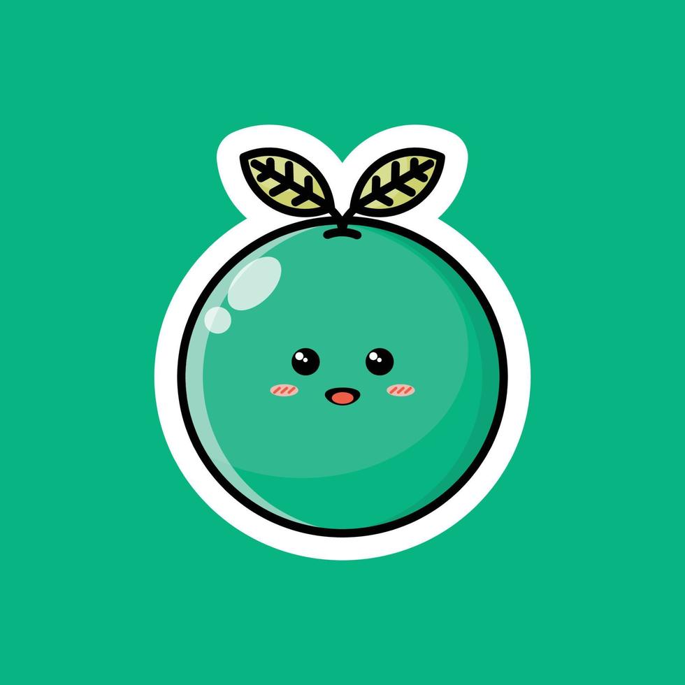 lindo personaje de dibujos animados de frutas con feliz expresión sonriente. diseño vectorial plano perfecto para iconos de promoción promocional, mascotas o pegatinas. Ilustración de cara de fruta cítrica verde. vector