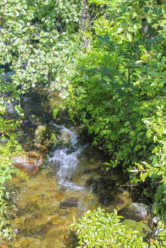 Flowing beautiful river lake Hemsila, Hemsedal, Viken, Norway. photo