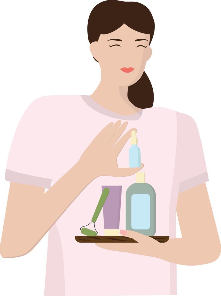 Women with cosmetics of skinimalism style vector