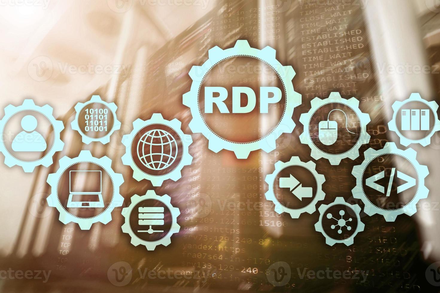 RDP Remote Desktop Protocol. Terminal Services. Server background photo