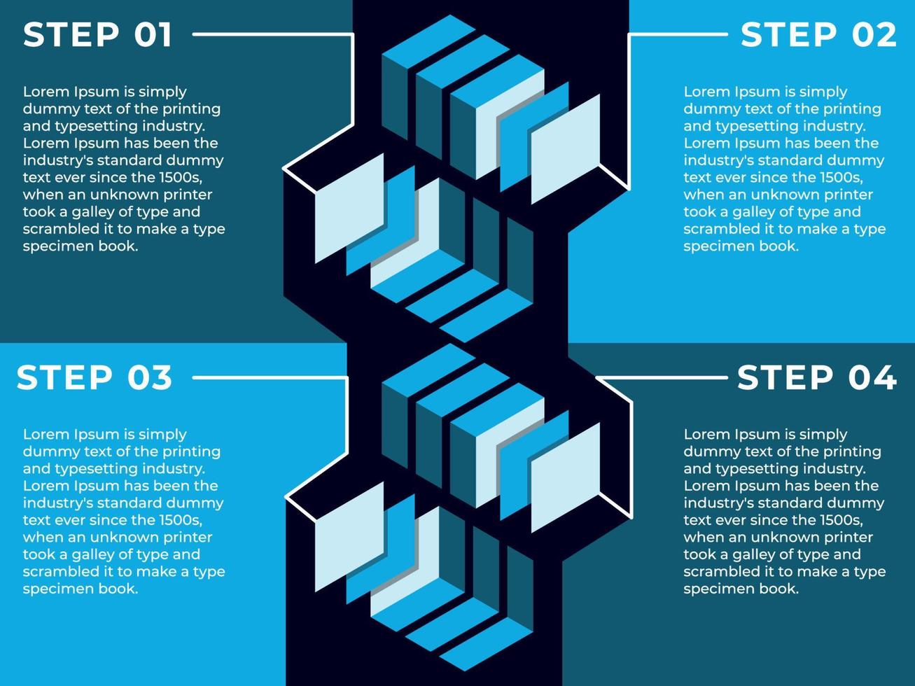 Plantilla de vector de infografía 4 pasos en la plantilla de diseño de negocios