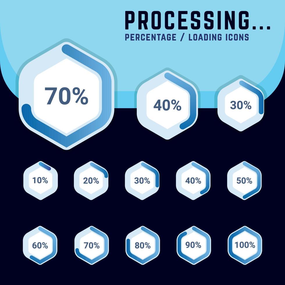 porcentaje precargado icono de forma hexagonal para presentación de negocios vector