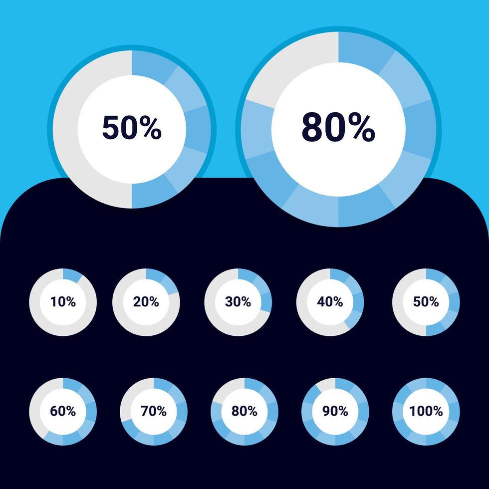 porcentaje de icono de círculo precargado para presentación de negocios vector