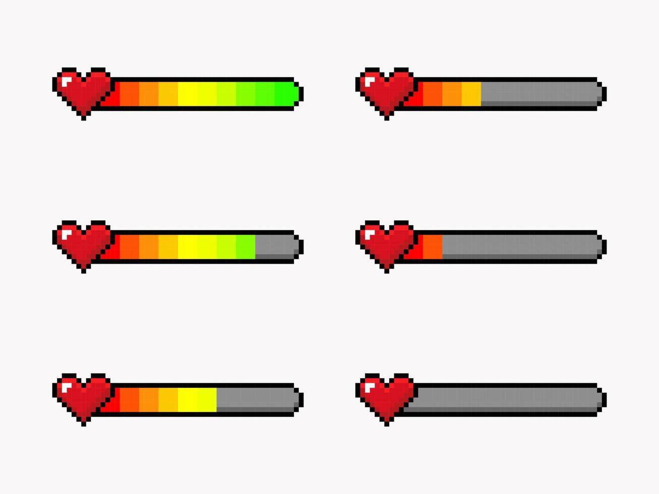 Pixel game life bar elements vector