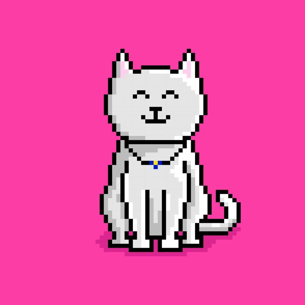 Cat character in pixel art style vector