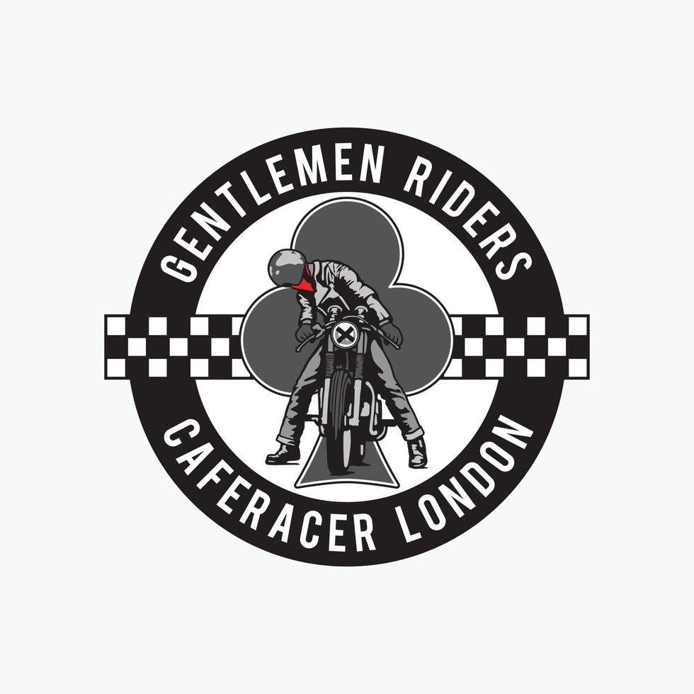 vector de ilustración de insignia de logotipo de motocicleta caferacer club de caballeros