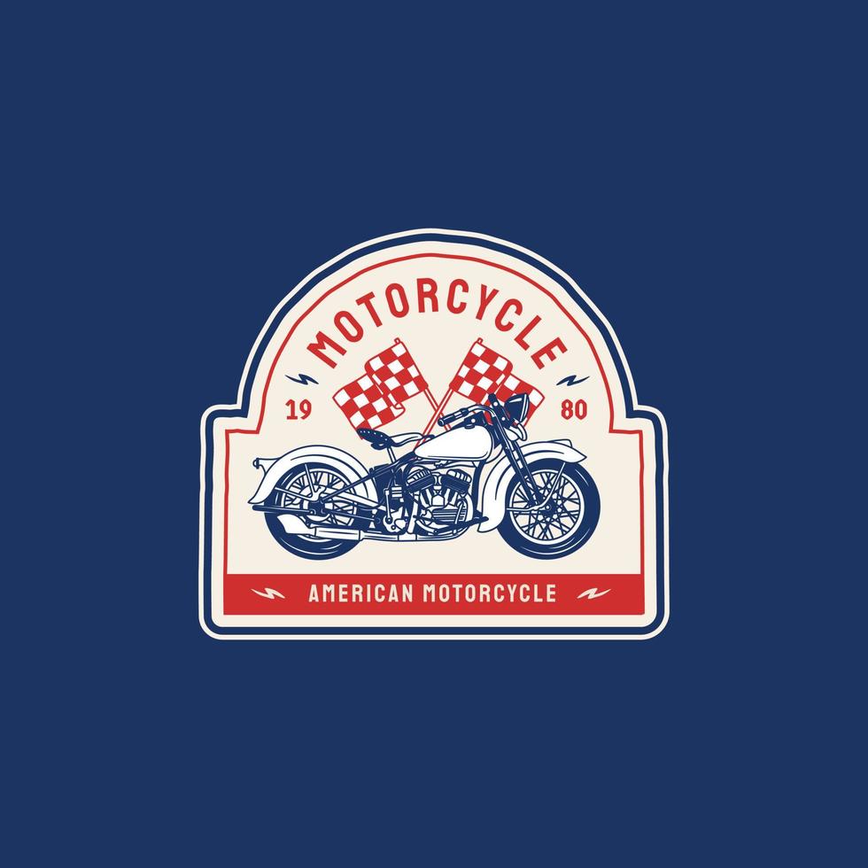 Vintage American Garage Motorcycle Club Logo Badge Illustration Vector