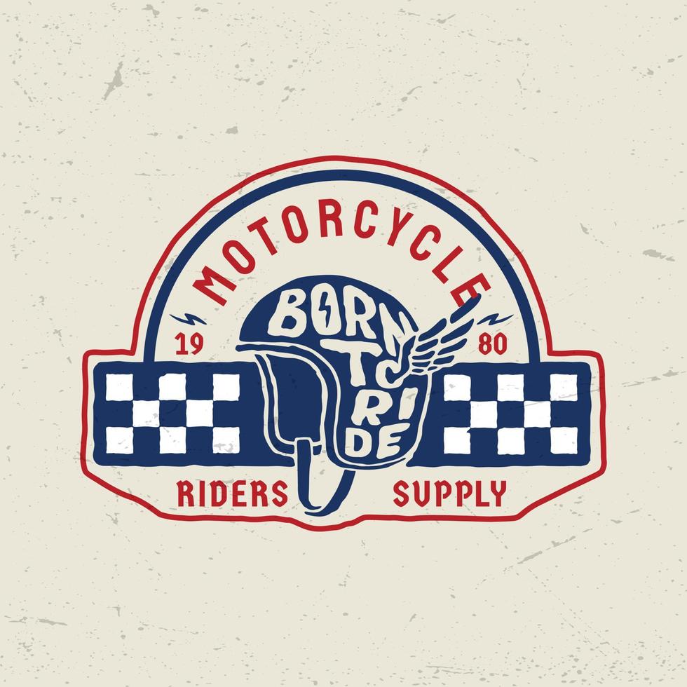 Vintage Helmet Motorcycle Garage Logo Badge Illustration Vector