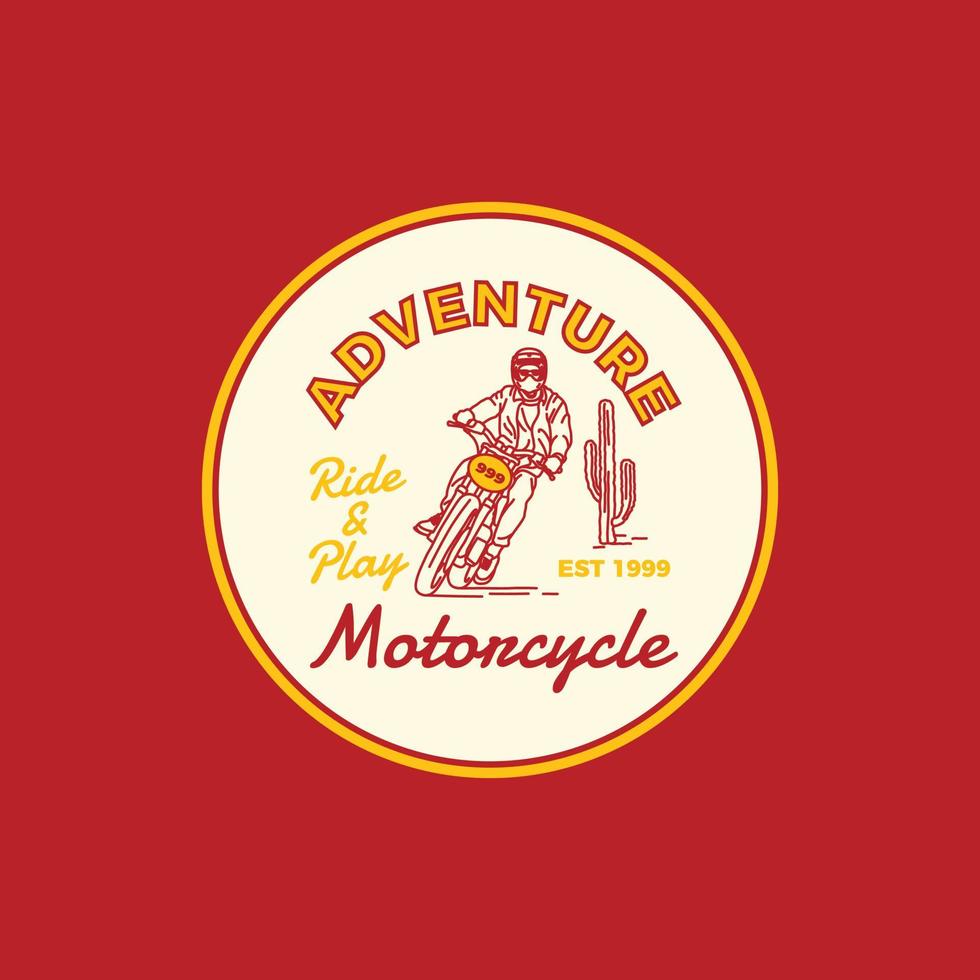 Adventure Motorcycle Garage Vintage  Logo Badge Illustration Vector