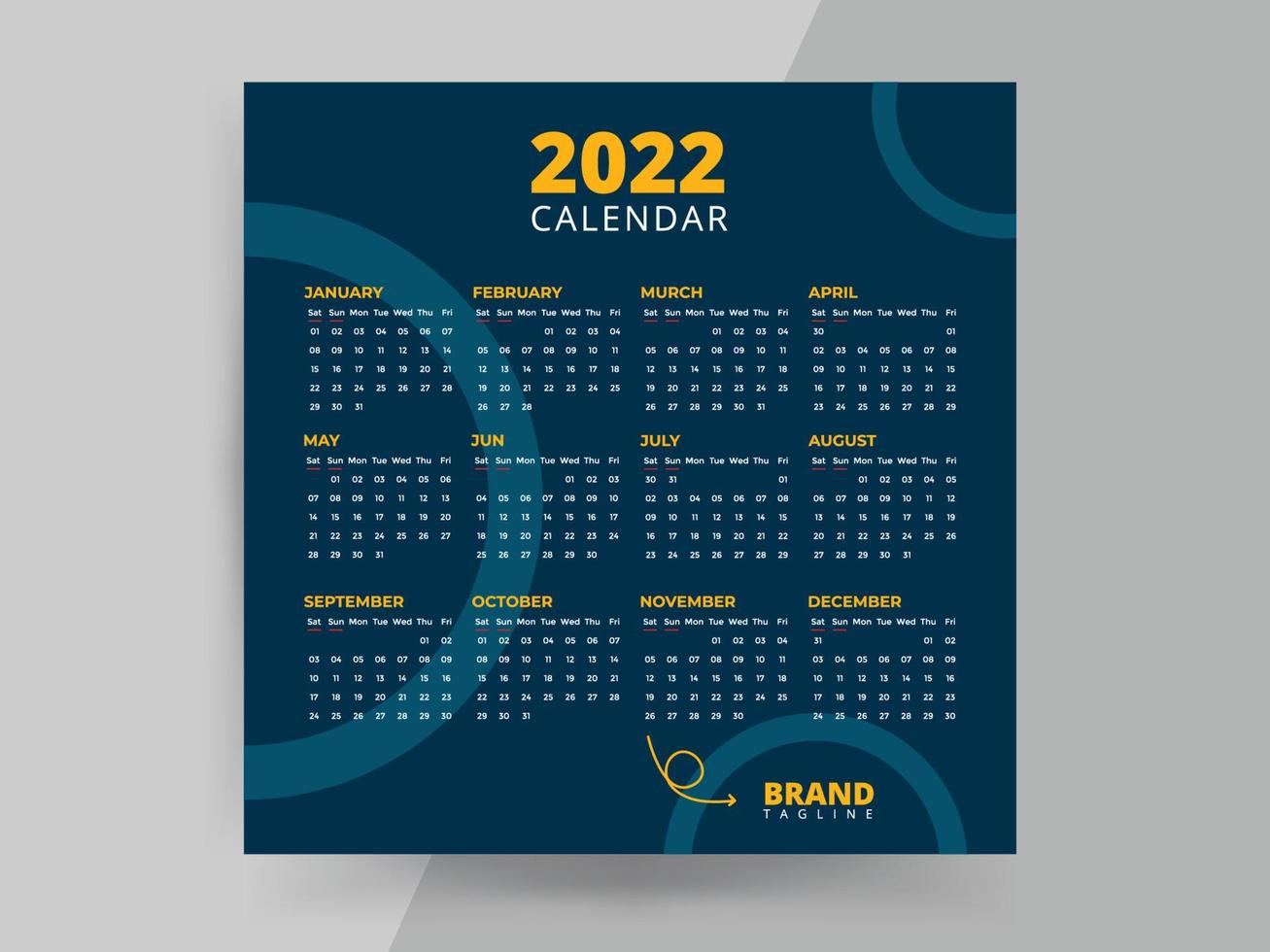 plantilla de publicación de redes sociales del calendario 2022 vector