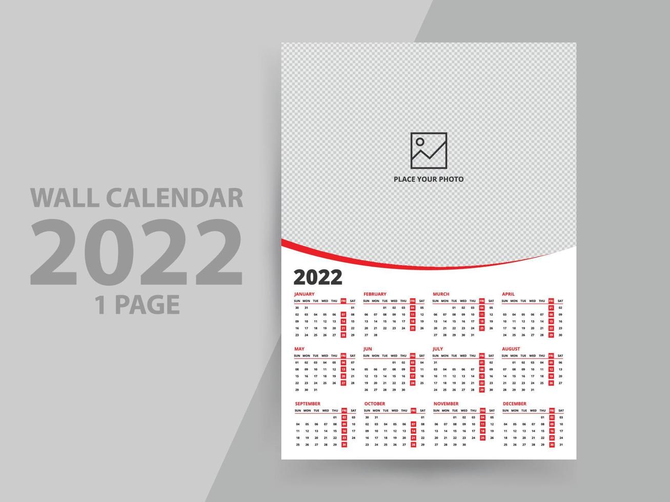 Plantilla de calendario de pared 2022 vector