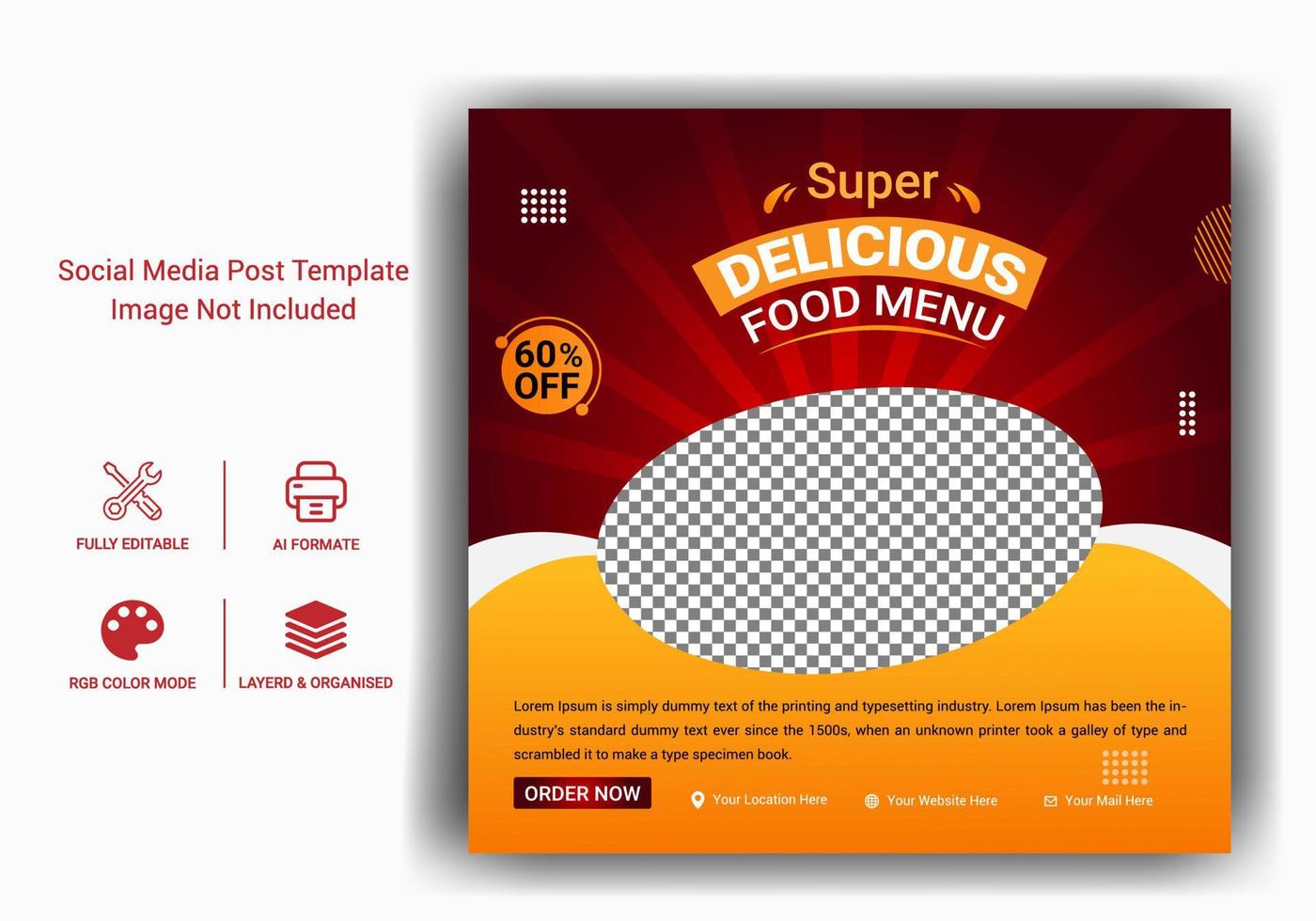 menú de comida y plantilla de banner web de redes sociales de restaurante vector