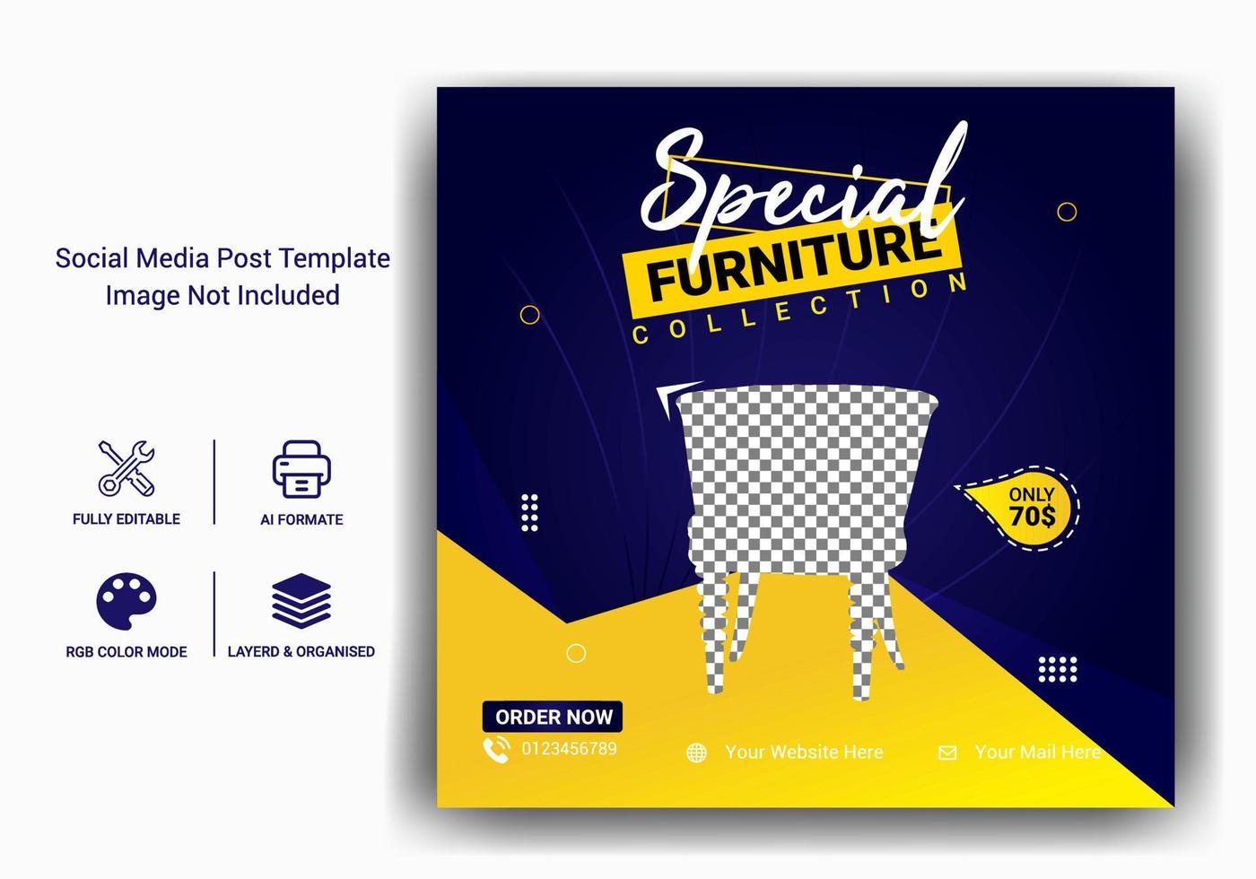 Furniture sale social media post template banner vector