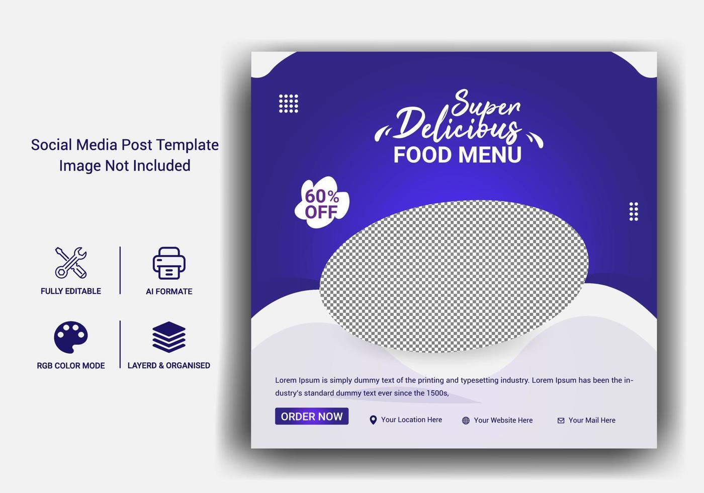 Food social media banner post template vector