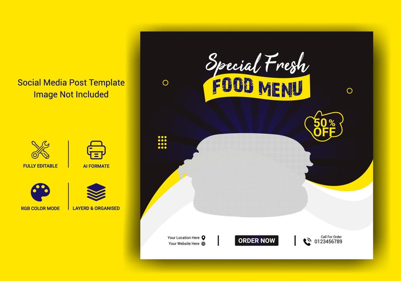 Food Menu And Restaurant Social Media Banner Template vector