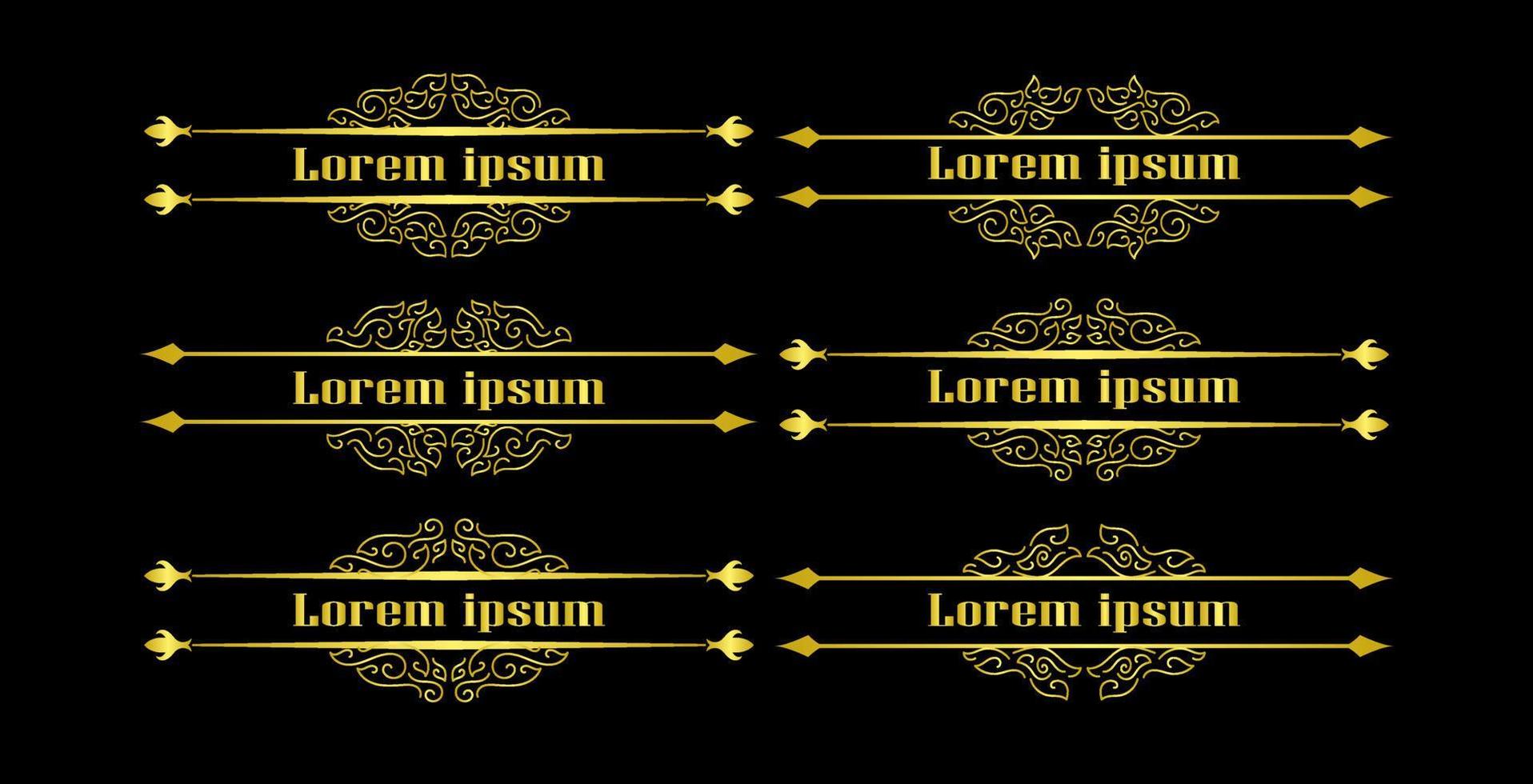 Gold Borders Elements Set Collection, ornament Vector