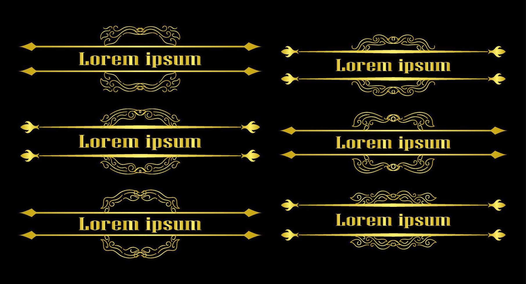 Gold Borders Elements Set Collection, ornament Vector