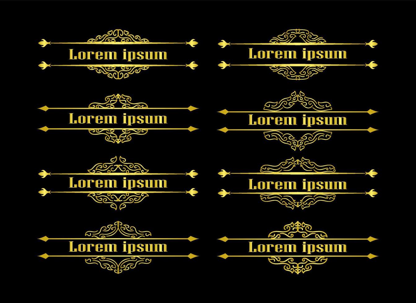 Gold Borders Elements Set Collection, ornament Vector