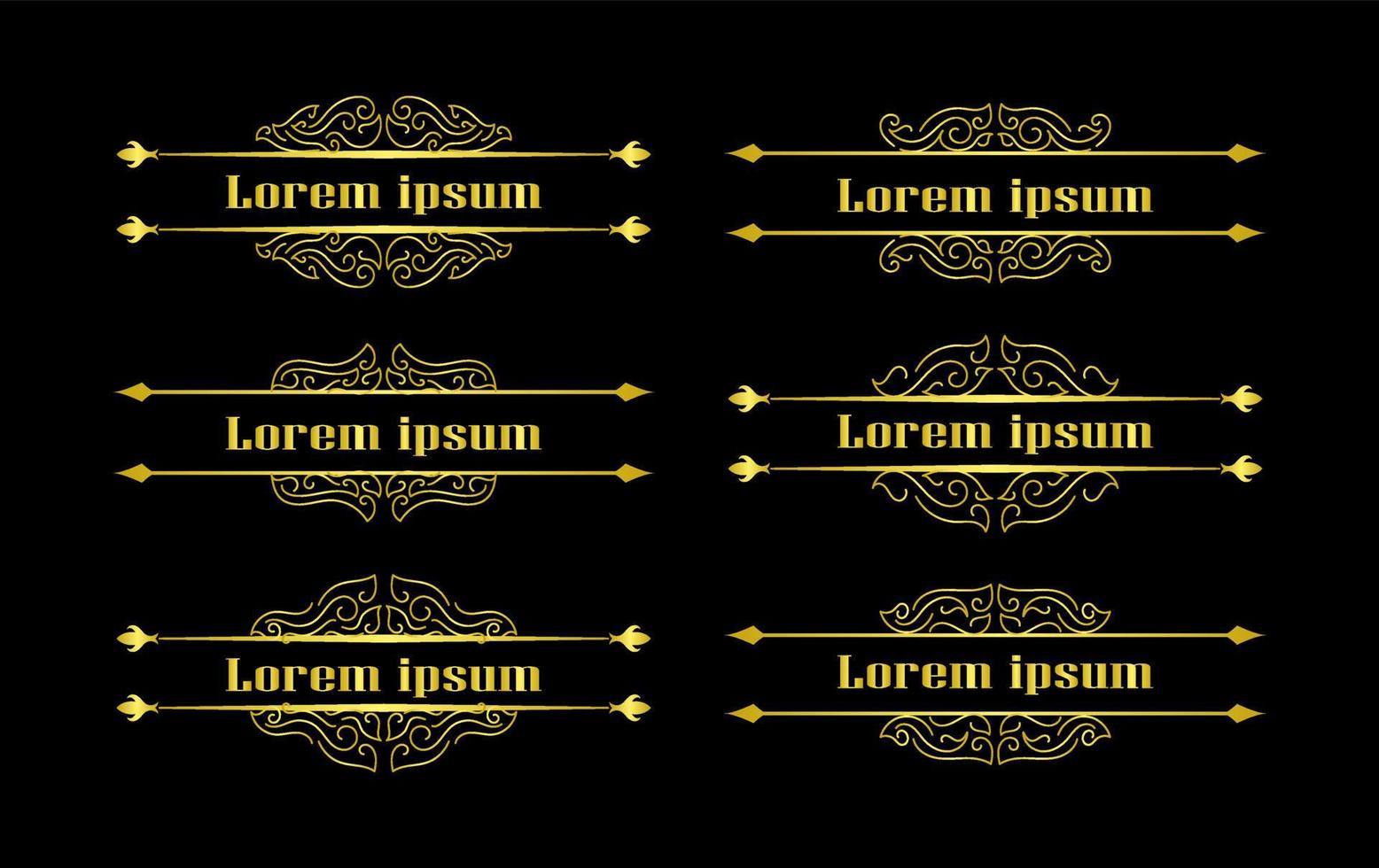 Gold Borders Elements Set Collection, ornament Vector