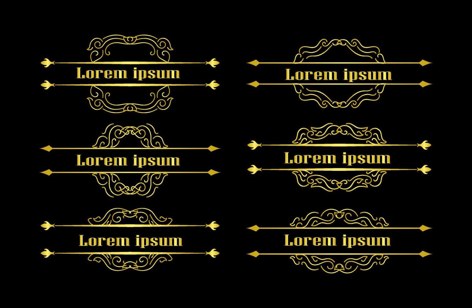 Gold Borders Elements Set Collection, ornament Vector