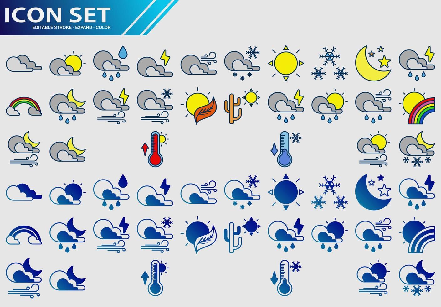 icon set contains various weather vector