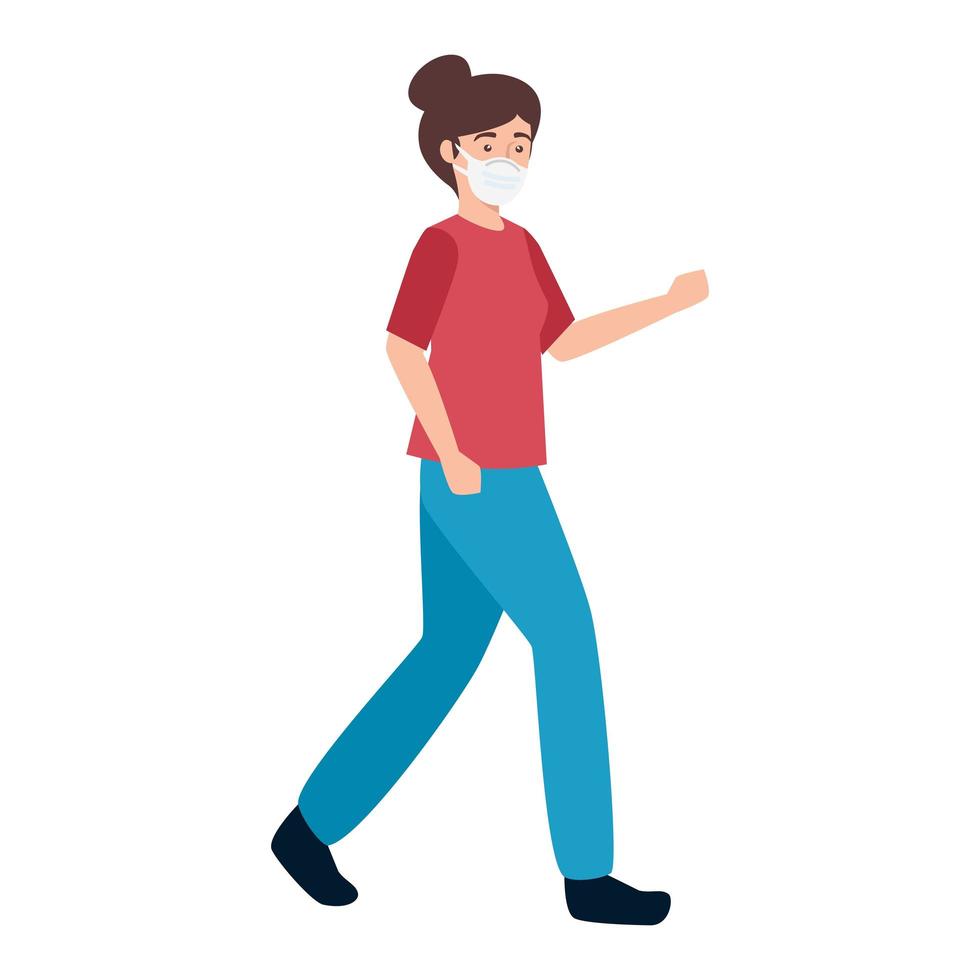 young woman using face mask isolated icon vector